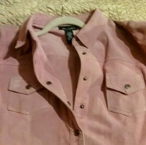 Pink genuine suede leather jacket